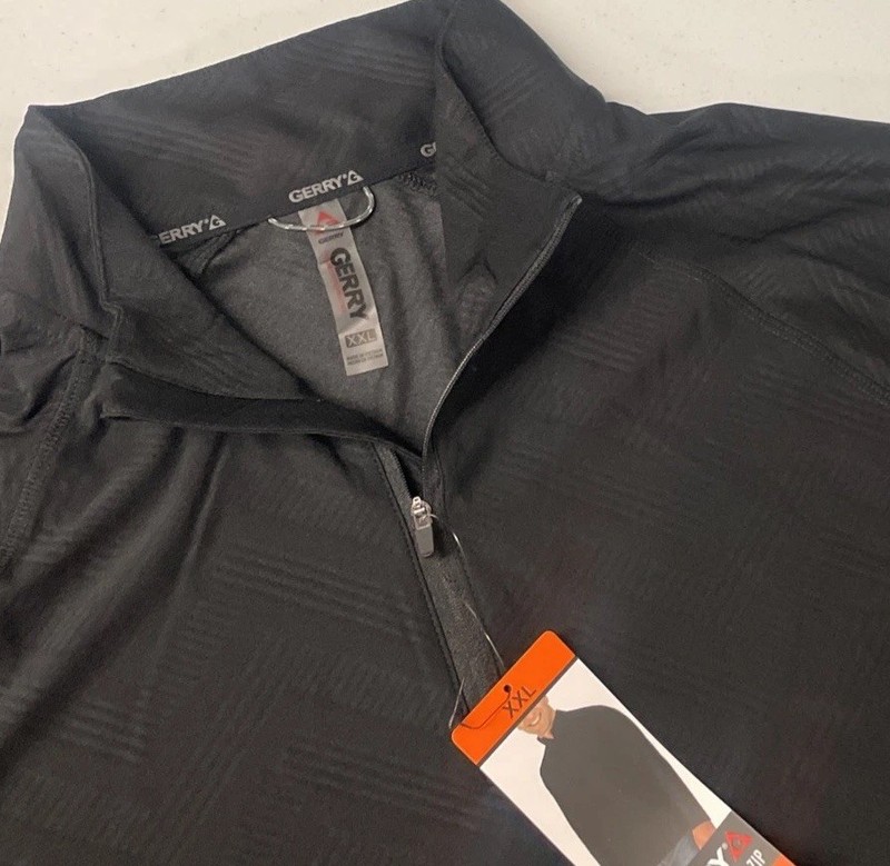 GERRY Mens Active Quarter Zip Regular Pullover Shirt XXL 2XL Wicking BLACK NWT gallery