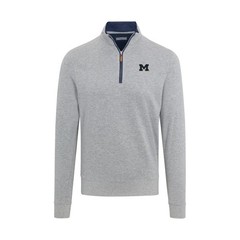 NWT Collars & Co University Michigan Heather Cloud Cotton Quarter Zip Pullover L