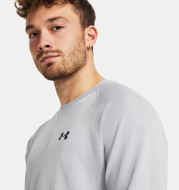 Under Armour Men's UA Waffle Crew Long Sleeve Shirt XL Gray 1302355-011 NWT gallery