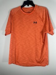 Under Armour Tech Tee Men’s Large Orange HeatGear Loose Athletic Shirt Running