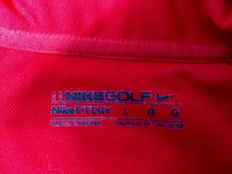 NIKE FIT DRY GOLF POLO SPORT SHIRT Mens L Deep Red & Burgundy Wine Accents gallery