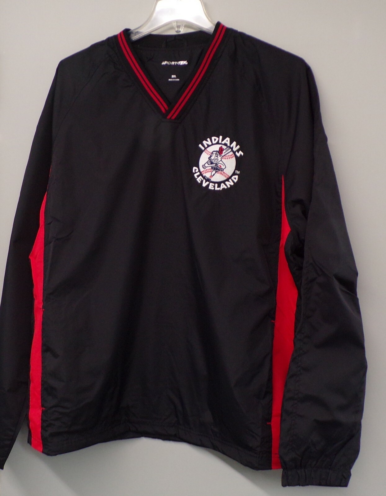 Cleveland Indians Swinging Chief Wahoo Sport-Tek V-Neck Raglan Wind Shirt XS-6XL gallery