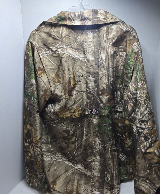 10x Mens Hunting Shirt Green Camo Long Sleeve Roll Tab Collar Pockets Buttons M gallery