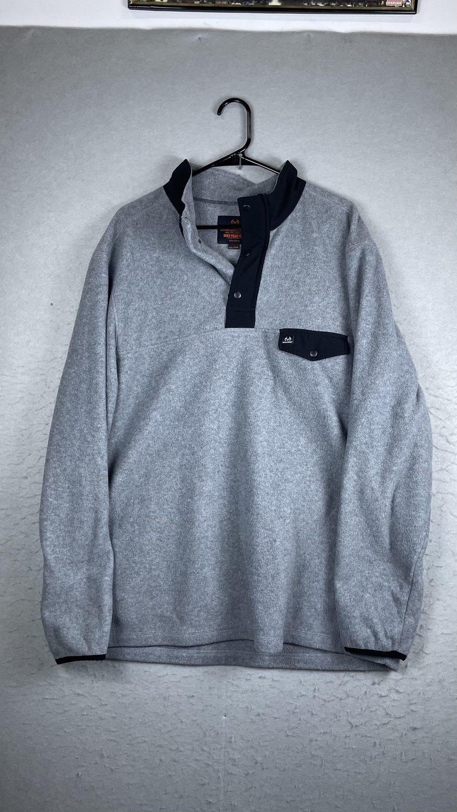 Realtree Pullover Mens 2XL Gray Snap Neck Polar Fleece Long Sleeve Hunting gallery