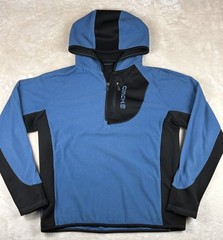 CINCH Jacket Men’s Sz L Blue Black Pullover Long Sleeved Hooded Waffle Knit