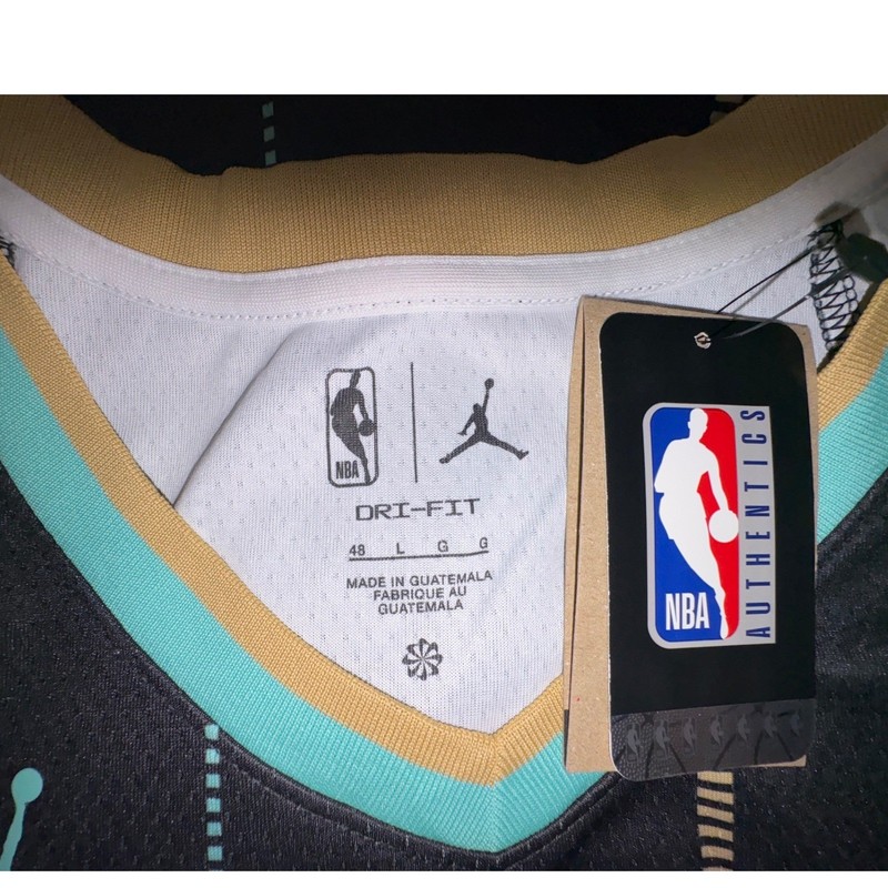 Jordan Charlotte Hornets City Edition Swingman Jersey Black Gold CLT Men LG 48 gallery