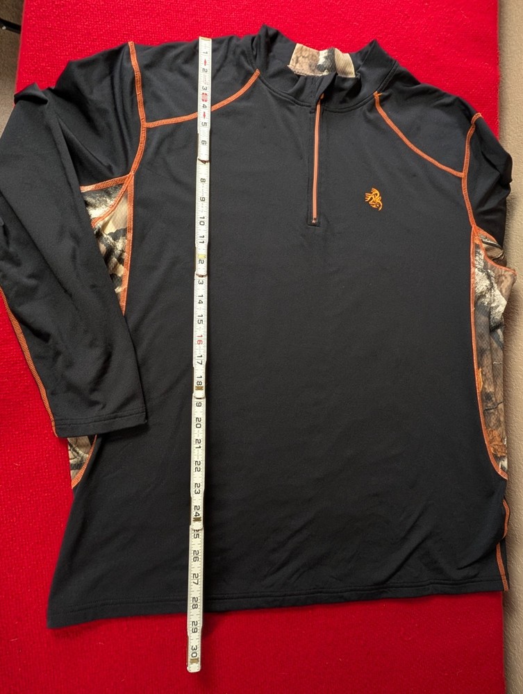 Legendary Whitetails Quarter Zip Pullover Mens XL Black Camo Hunting Base Layer