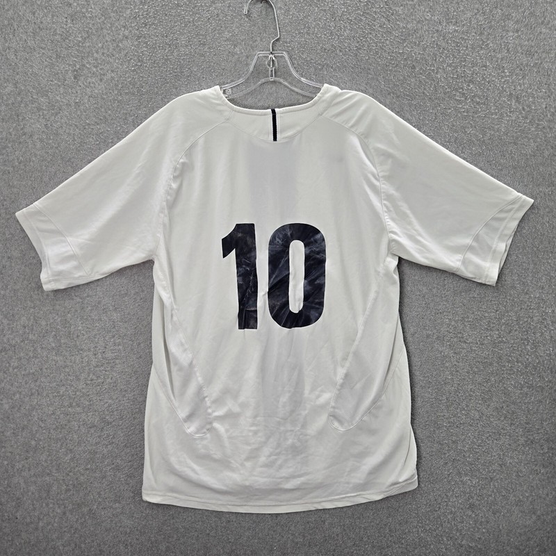 VINTAGE Nike Men Activewear Shirt Medium White Striped Swoosh Logo 10 Tee gallery
