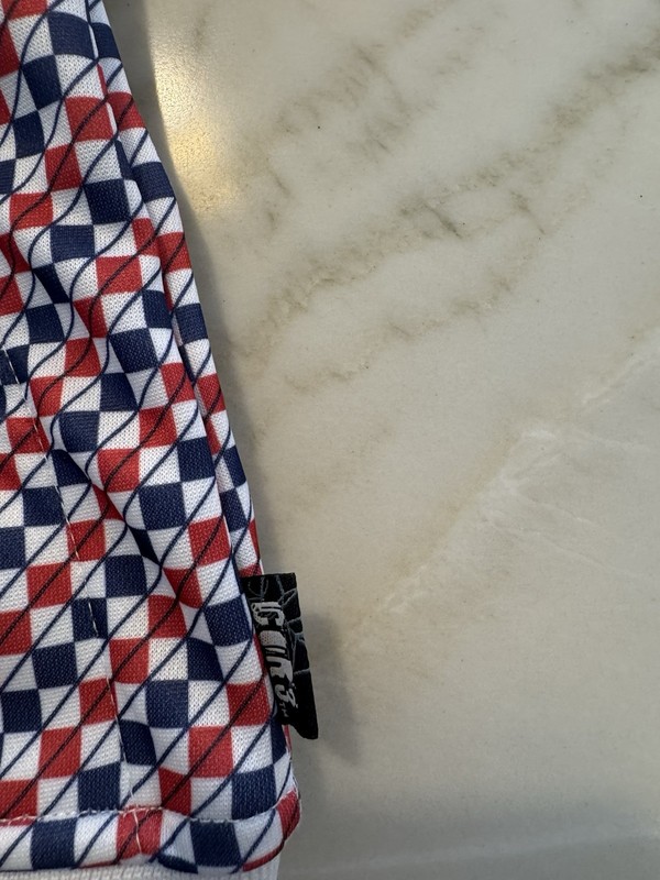 COR3 Quarter Zip Pullover Red White Blue Geometric Pattern NWT Multiple Sizes gallery