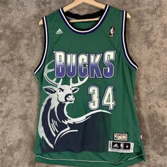 Adidas Milwaukee Bucks 34 Ray Allen Basketball Jersey Hardwood Classics M +2″