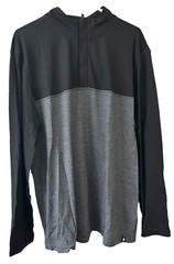 Smartwool Mens XL Merino Sport 150 Colorblock 1/4 Zip Black-Charcoal Heather