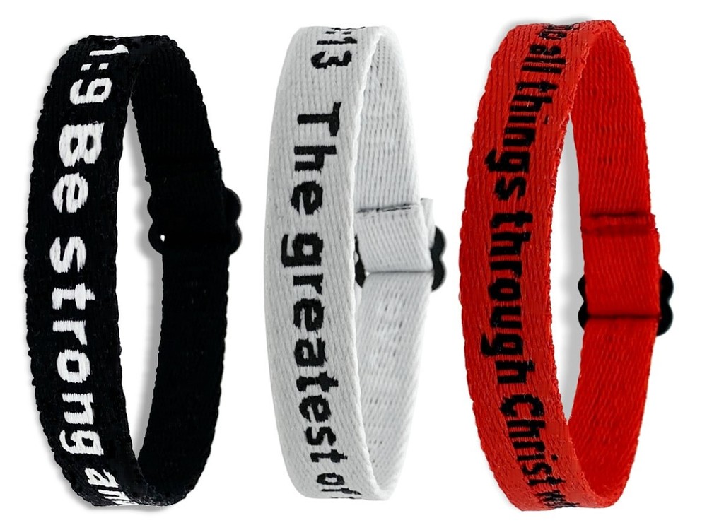 Strap Bracelets with Scripture Shields of Strength