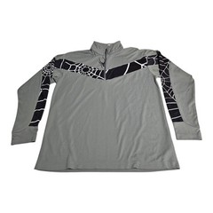 Spyder 1/4 Zip Pullover Mens L Gray Black Web Design Long Sleeve Graphic