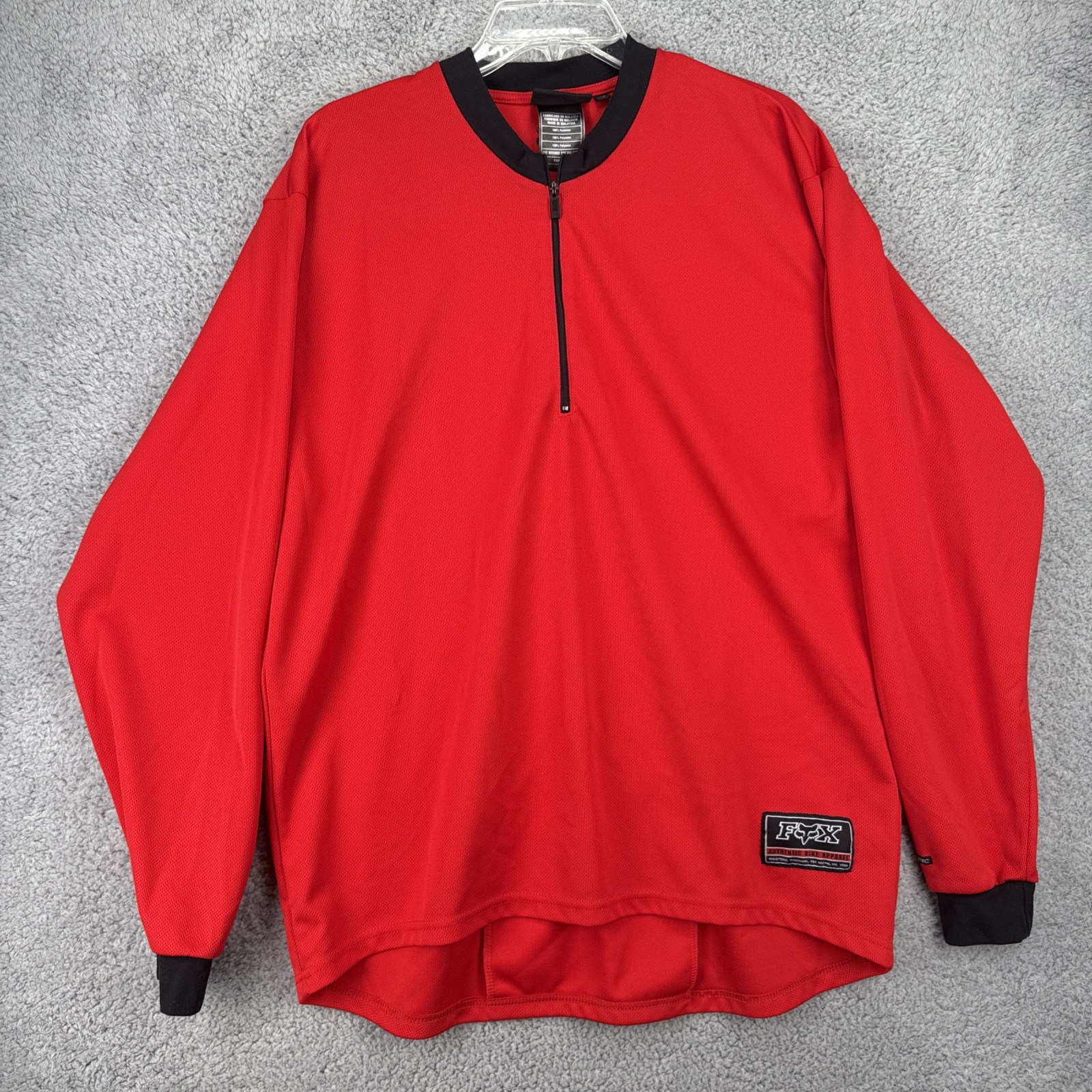 FOX Pullover Mens XL Red 1/4 Zip Long Sleeve Pullover Pockets Motocross Racing gallery