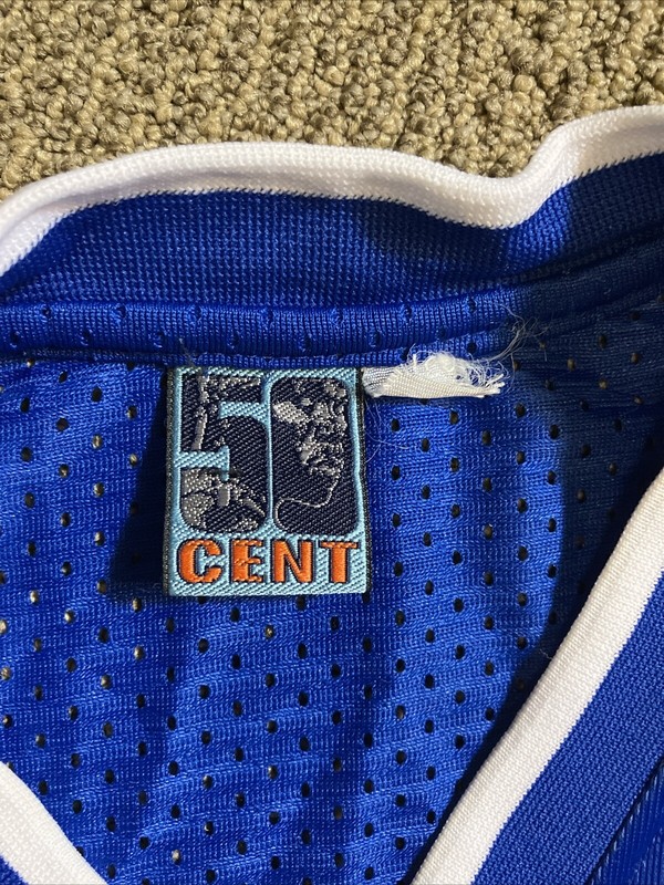 RARE Vintage 50 Cent Blue White Jersey LARGE gallery