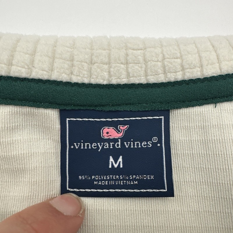 Vineyard Vines Pullover Mens M Quarter Zip Square Green Cream Black Whale gallery