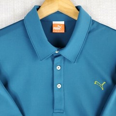 PUMA GOLF Size XL DryCell Mens Stretchy Performance Golf Polo Shirt Blue Wicking