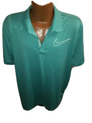 Nike Golf Sport Dri Fit Sport Large Swoosh Green Polo Golf Shirt Mens Size XL