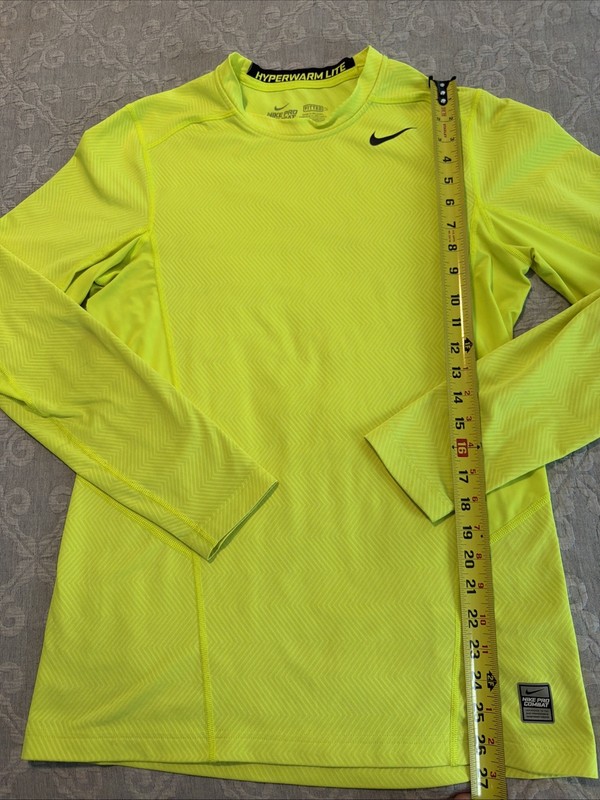 Nike Hyper warm lite M fitted neon yellow long sleeve pro combat shirt gallery