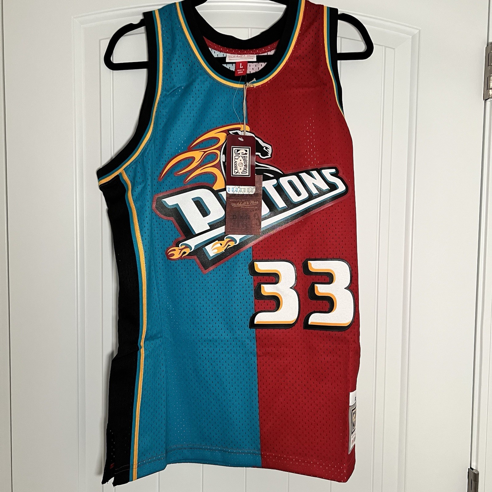 MITCHELL & NESS NBA SPLIT SWINGMAN JERSEY DETROIT PISTONS 1999 GRANT HILL LARGE gallery