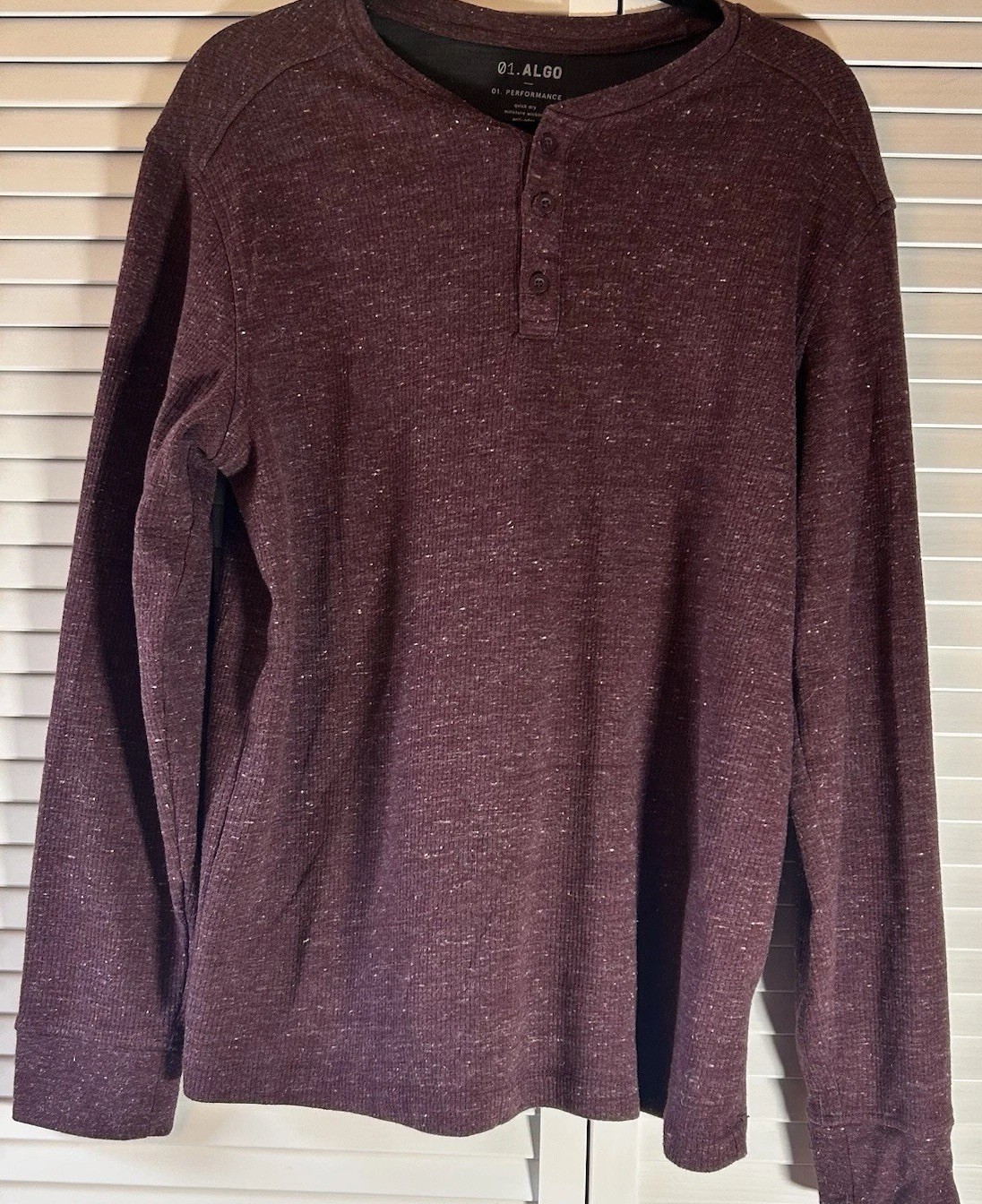 01.Algo Performance Large Moisture Wicking Quick Dry Outdoorsy Burgundy Henley gallery