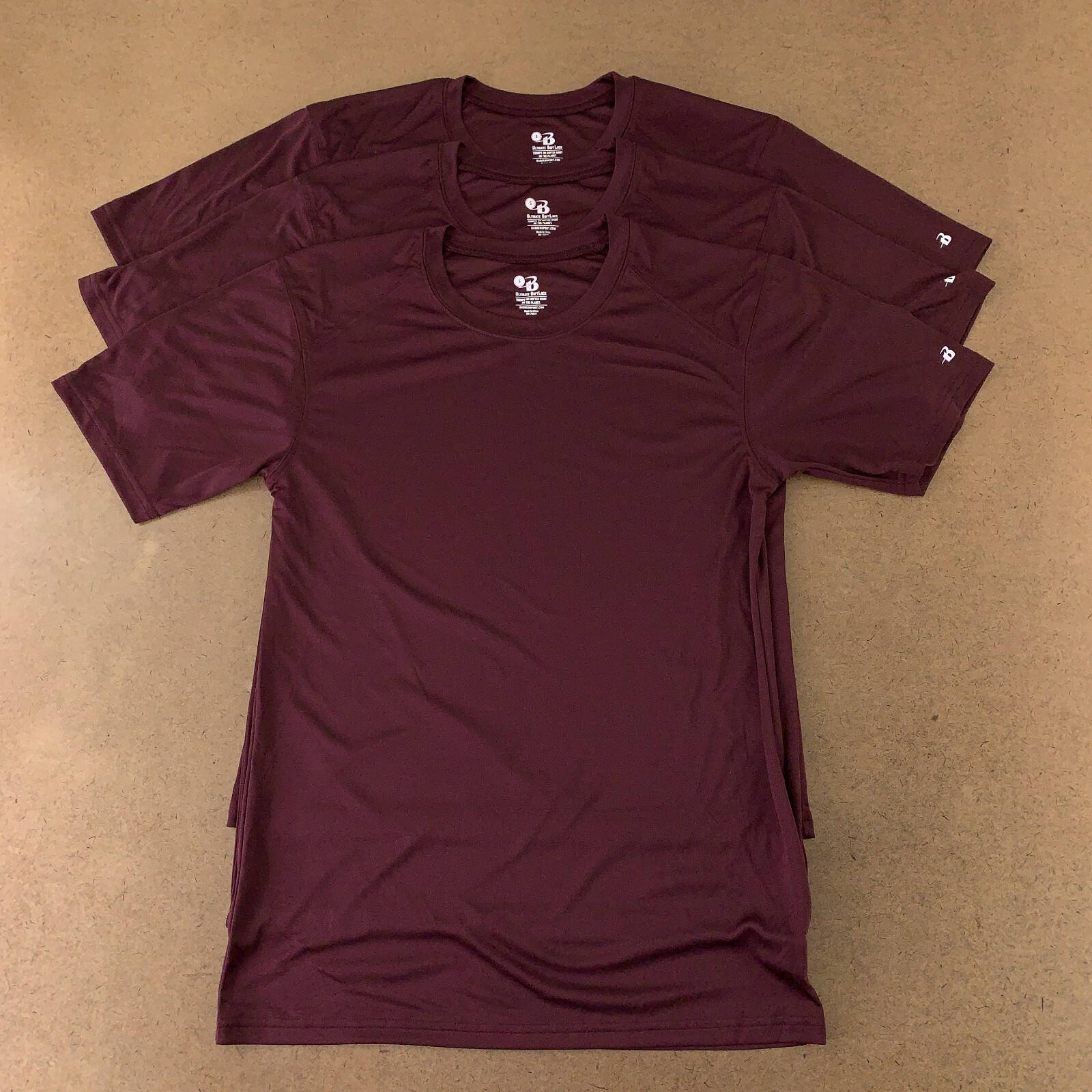 Lot of 3 Badger Sport Adult Size Small Maroon Short Sleeve Performance T-Shirts gallery