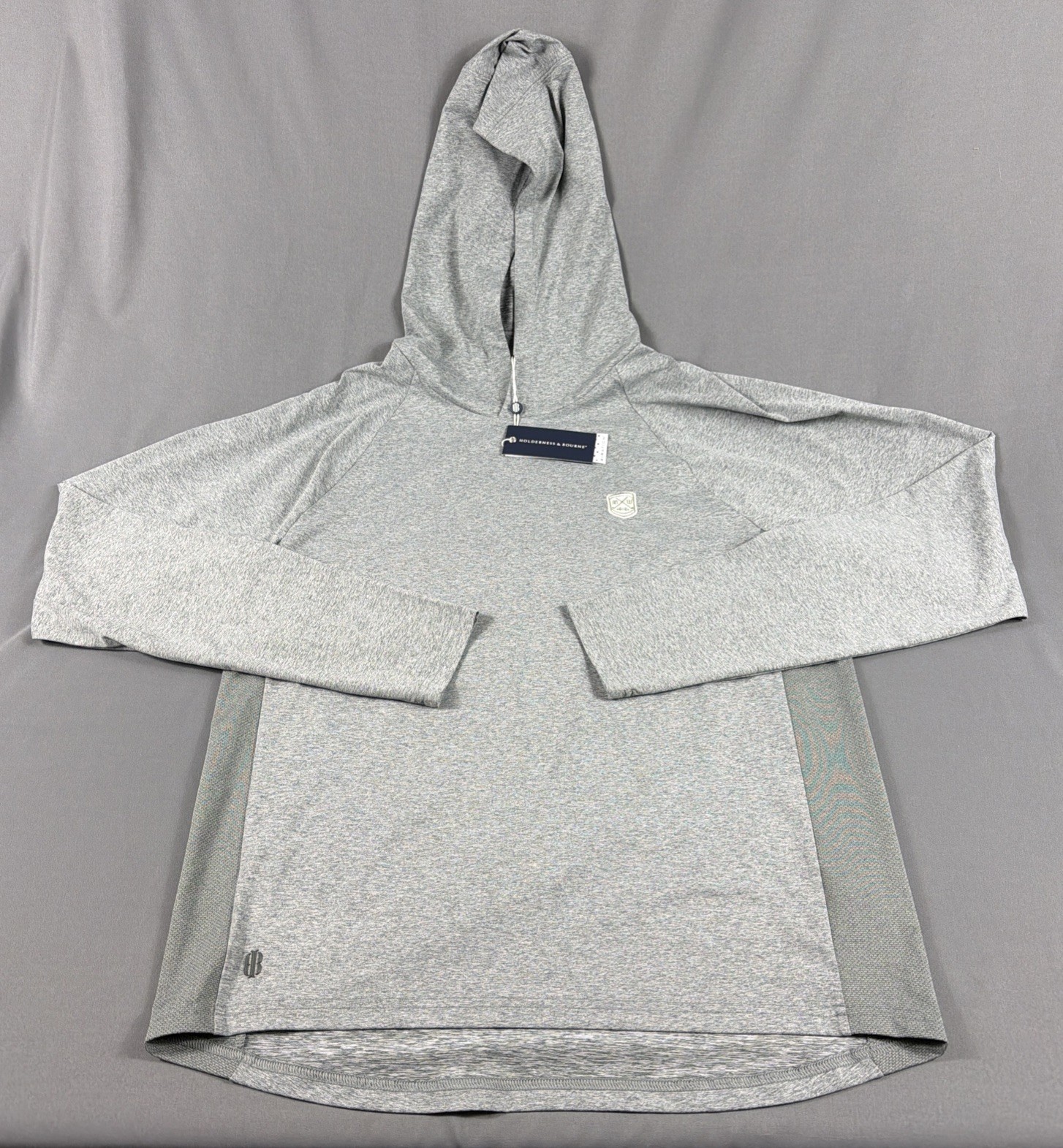Holderness & Bourne Golf Hoodie Chest Logo Dunbar Medium Heathered Ivy NWT $150 gallery