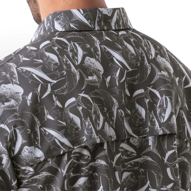 NWT XXL Men's Dive Guy Harvey Long Sleeve Fishing Shirt - Vented - Charcoal $50 gallery
