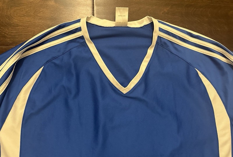 Vintage Men’s Adidas Blue Performance Soccer V-Neck Satin Shirt - 2XL gallery