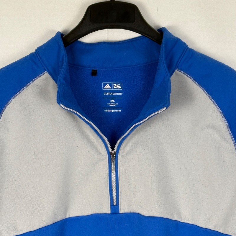 Adidas Golf 1/4 Zip GorpCore Mid-weight Pullover Gray/Blue 2XL NormCore Logo gallery