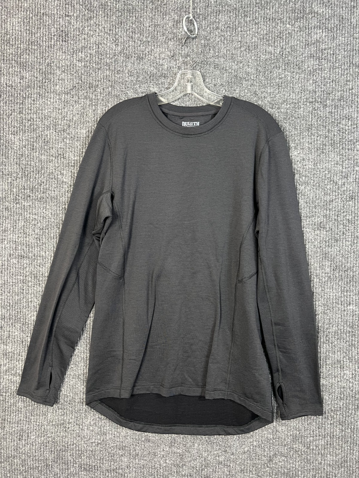 Duluth Trading Co Shirt Mens Medium Gray Long Sleeve Thumb Holes Crew Neck gallery