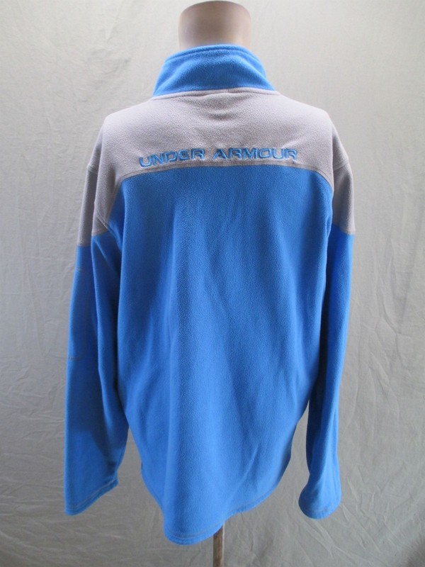 Under Armour Size L Mens Blue Gray Fleece 1/4 Zip Activewear Sport Pull Over 636 gallery