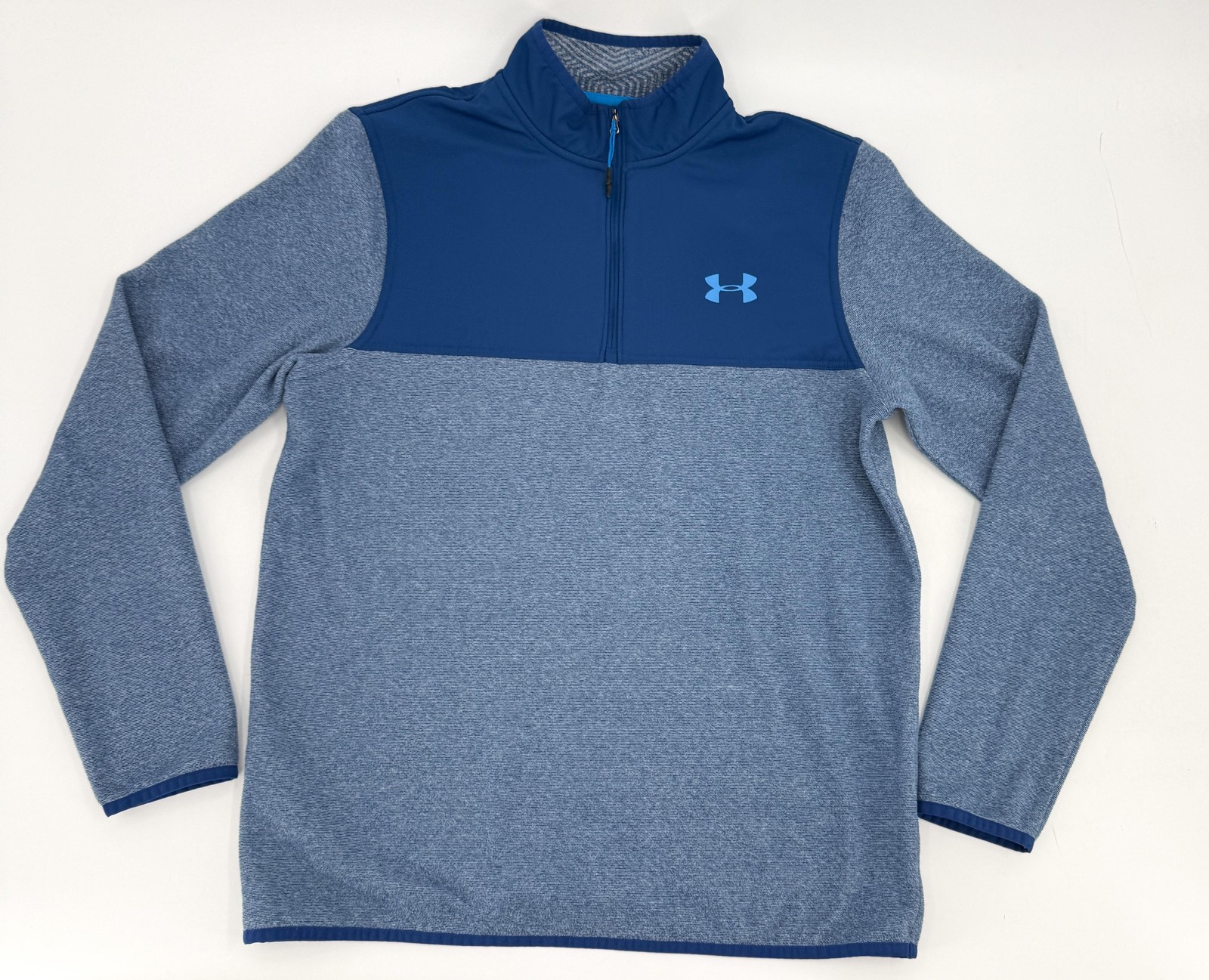 Under Armour Sweater Mens Medium Blue ColdGear Quarter Zip Pullover Fleece gallery