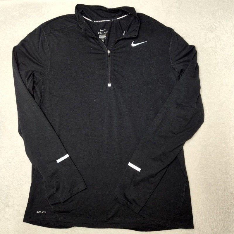 Nike Pullover Men L Black Element Running Dri-FIT 1/4 Zip Mock Neck Athletic Gym gallery