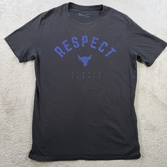 Under Armour Project Rock T-Shirt Mens Medium Grey Loose Heatgear Respect Bull