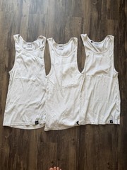 Gymshark Men’s Stringer Tank Tops Large White Ribbed Gym Workout Lot of 3