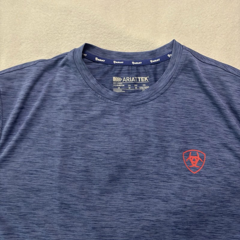Ariat Tek T-Shirt Men’s M Blue Heather USA Flag Eagle Long Sleeve Performance gallery