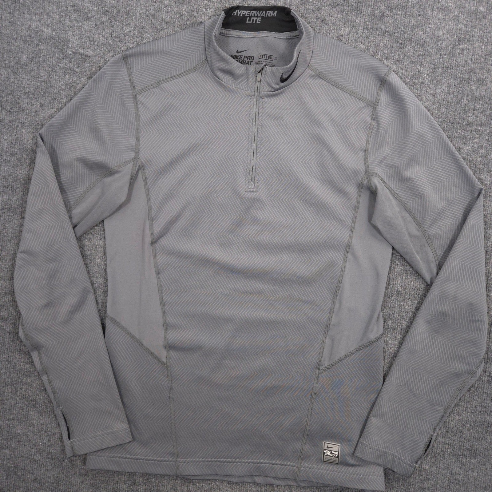 Nike Pro Combat Hyperwarm Lite 1/4 Zip Mens M Gray Fitted Performance Pullover gallery