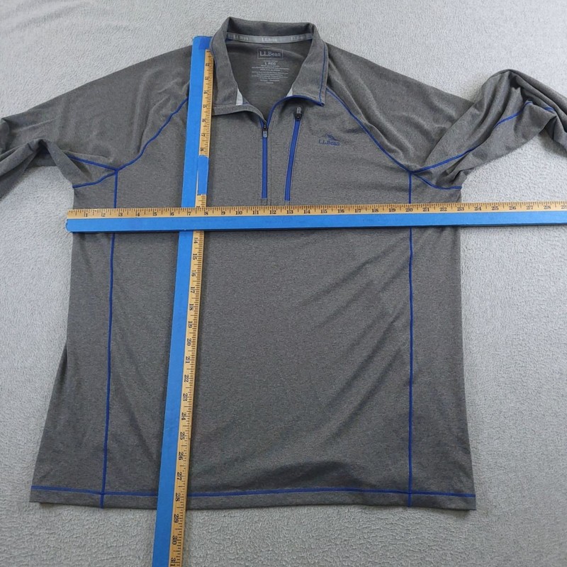 LL Bean Pullover Mens L Gray Quarter Zip Performance Activewear Reflective Tee gallery