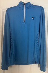 White Water Pullover 1/4 Zip Size Medium Shirt Marlin, Blue Poly Spandex