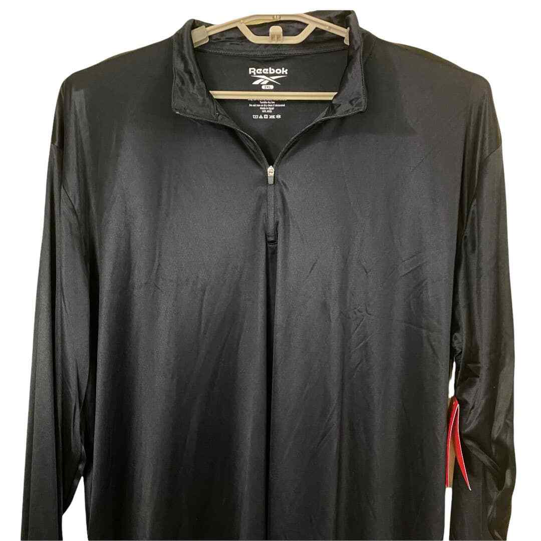 Men's Reebok Silver Gray 1/4 Zip Long Sleeve Active Top Size 2XL gallery
