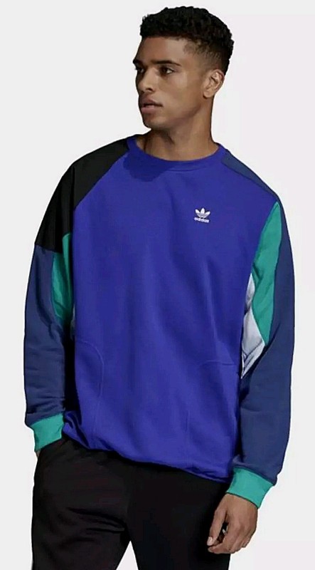 Adidas Originals Mens Soccer Purple Multicolor Logo Sweatshirt FM3697 Rare NEW gallery