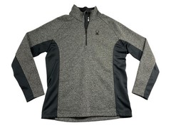 Spyder Pullover Mens XL Gray Fleece Quarter Zip Colorblock Ski Hiking Activewear