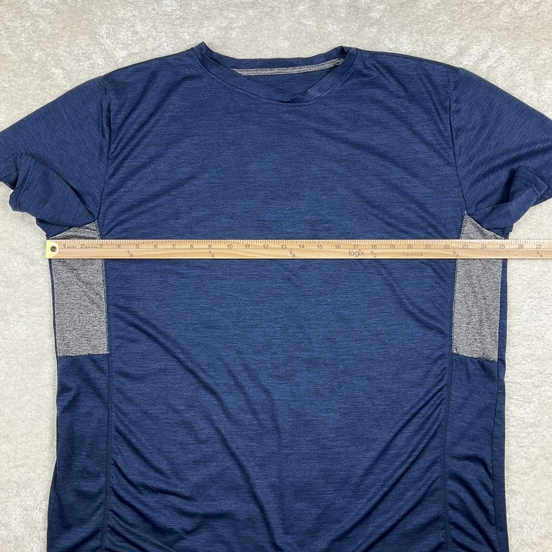Performance Mens Size XXL Blue Gray Activewear Shirt Short Sleeve Crew Neck gallery