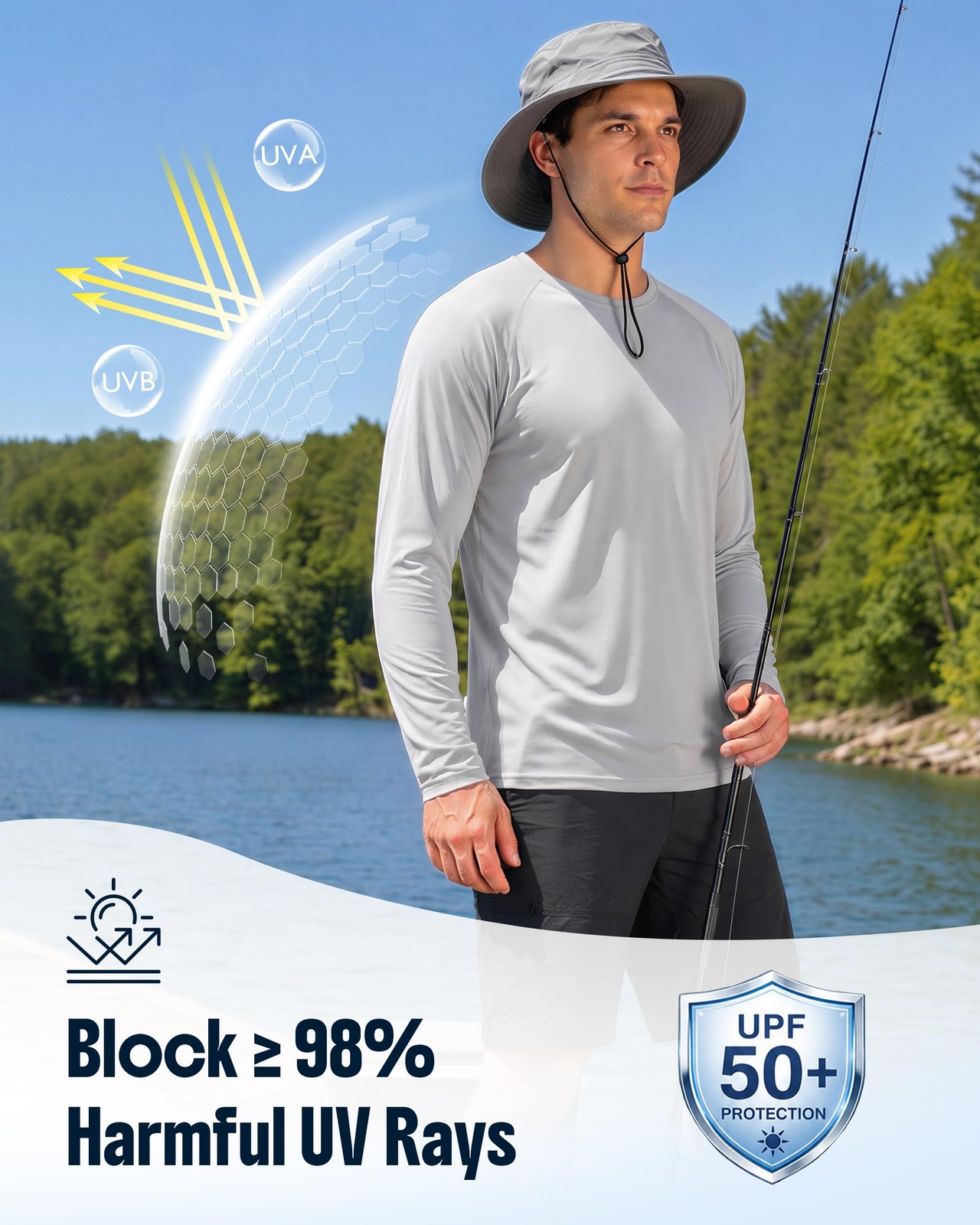 Boladeci Rash Guard for Men SPF Shirts Long Sleeve Lightweight UPF 50+ Sun Pr... gallery