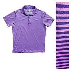 Tailor Byrd Performance Golf Polo Short Sleeve Pink Purple Striped Men’s size M