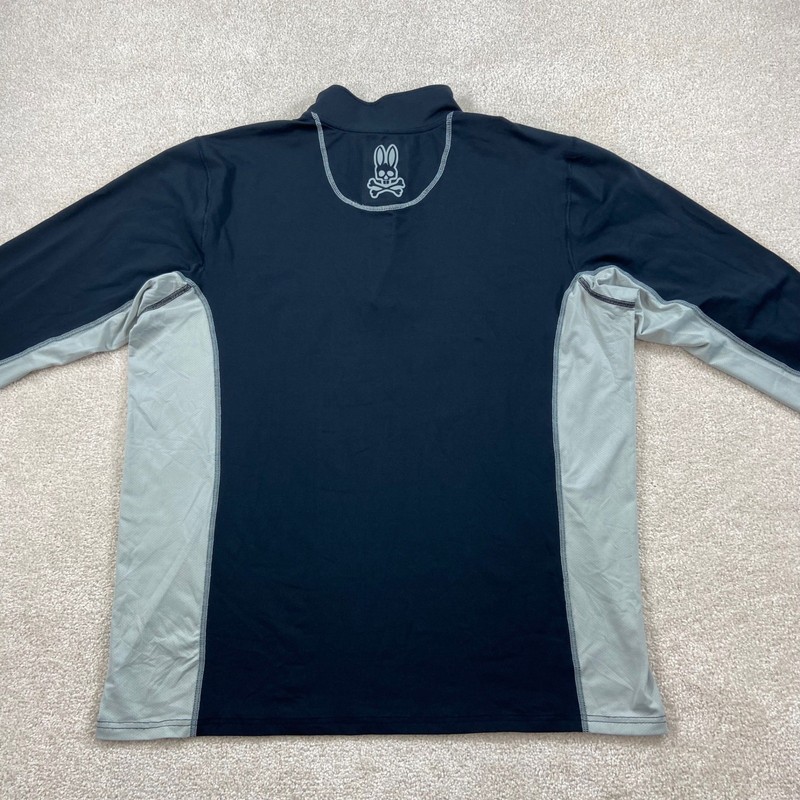 Psycho Bunny Quarter Zip Pullover Mens XL Black Grey Mesh Performance Top gallery