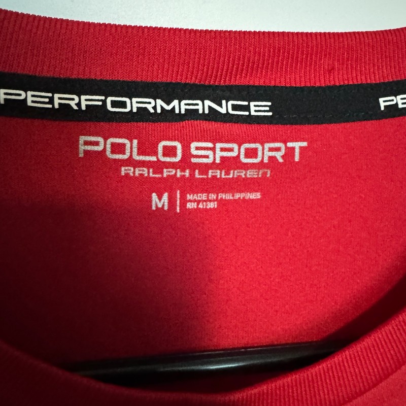 Polo Sport Ralph Lauren Shirt Mens Medium Red Rugby Football Club Performance gallery