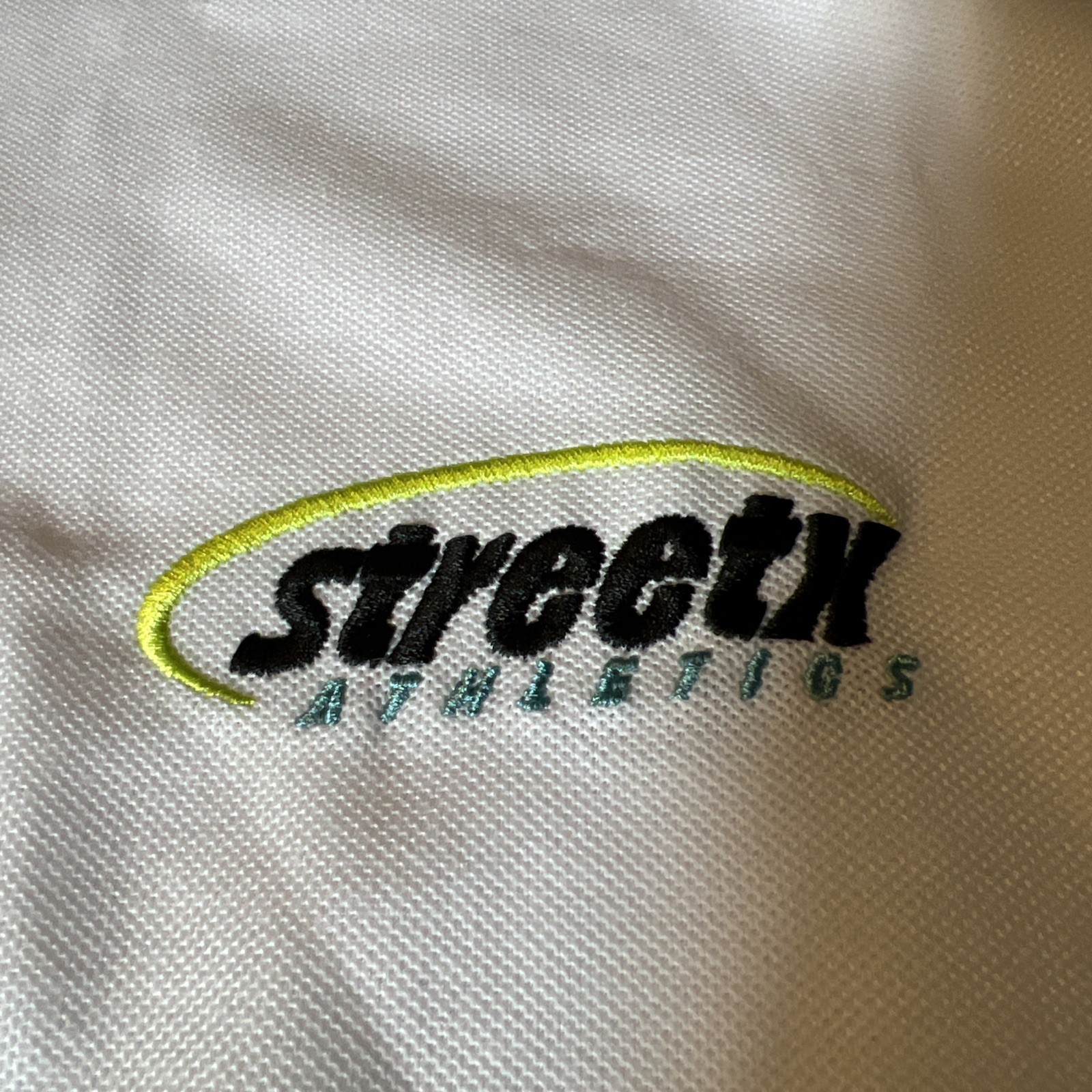 Streetx Athletics Men’s Xl Polo 1/4 Zip Retro White Blue Green Blk. gallery