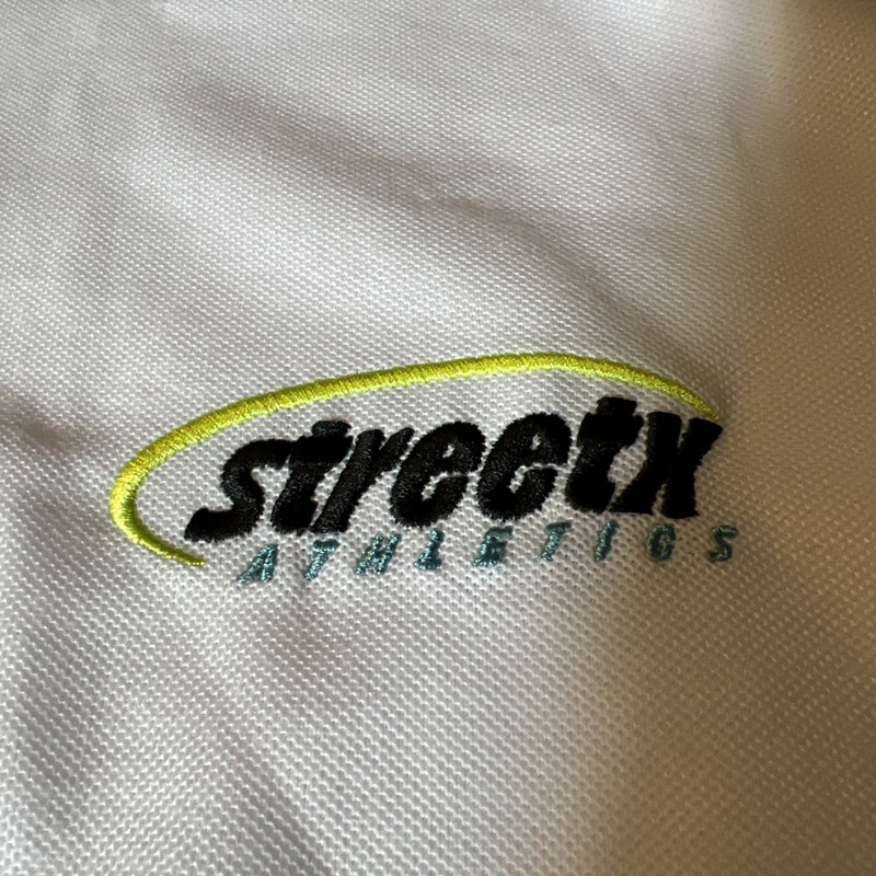 Streetx Athletics Men’s Xl Polo 1/4 Zip Retro White Blue Green Blk. gallery
